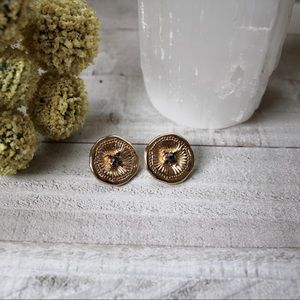 Gold Hematite Statement Stud Earrings
